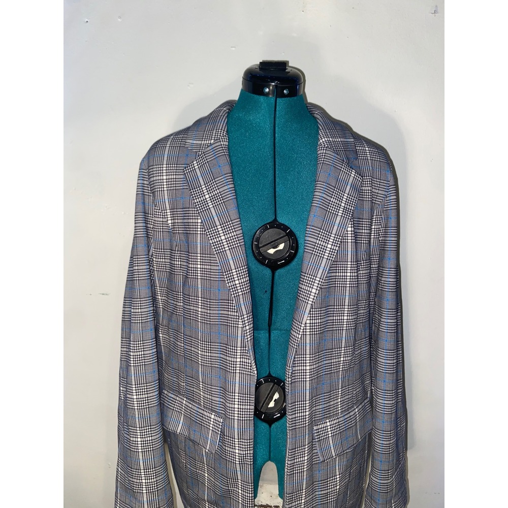 Liverpool Los Angeles Academia Corp Core Glen Plaid Windowpane Open Front Blazer